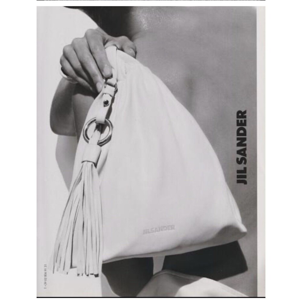Jil Sander Spring 2006 Archive Ivory Leather Wrist Bag Tassel Made Italy minimal
